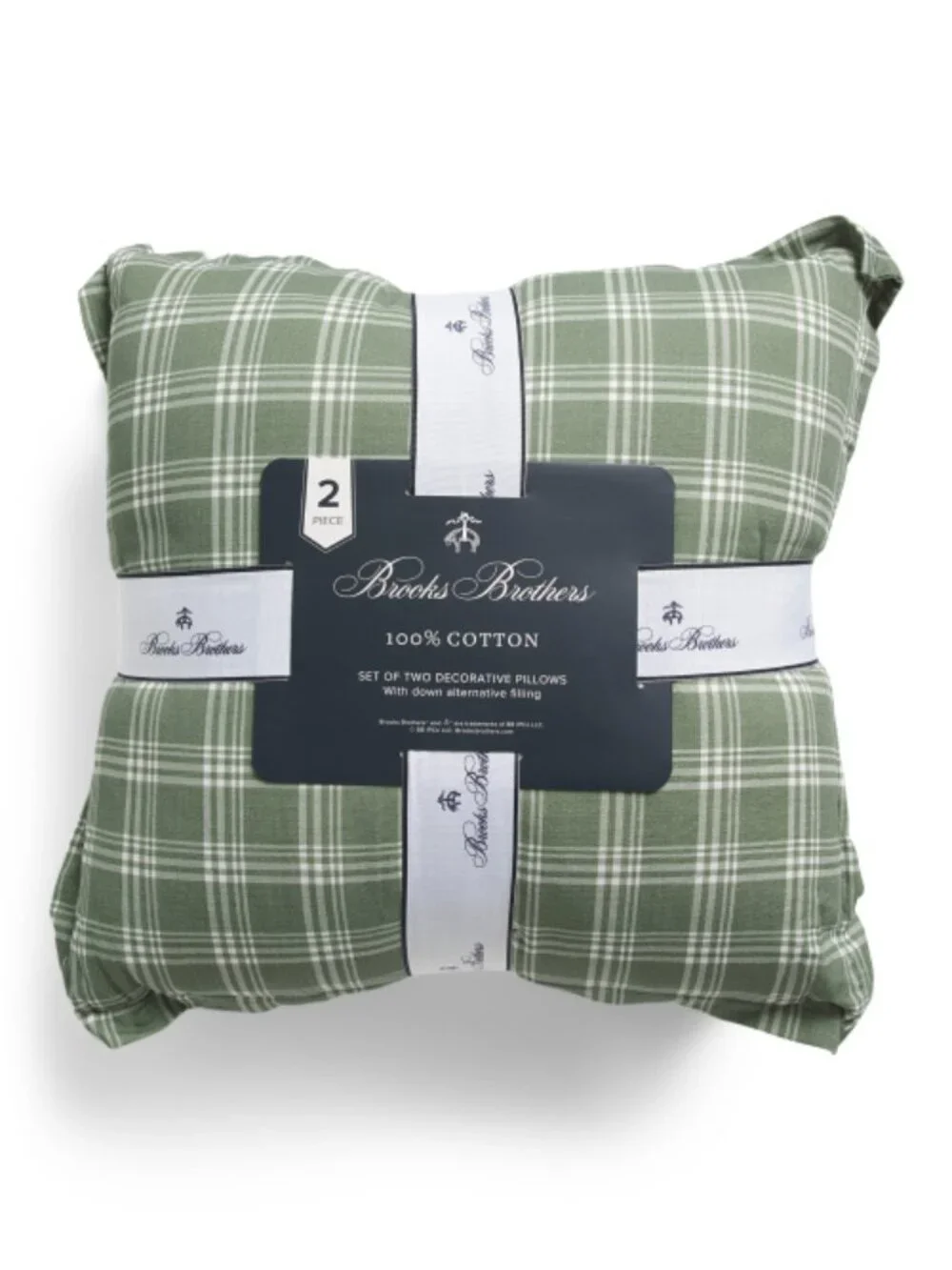 BROOKS BROTHERS 2pk 20x20 Plaid Windowpane Pillows